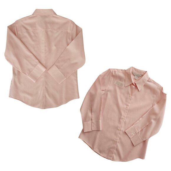 Petite Sophisticate Non-Iron Long Sleeve Button Down Shirt | NWT | SP | Pink - Picture 8 of 15
